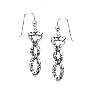 Celtic Snake Earrings Details : .925 Sterling Silver Earrings size 0.96 cm. (0.37") W x 3.08 cm. (1.21") H - Jewelry